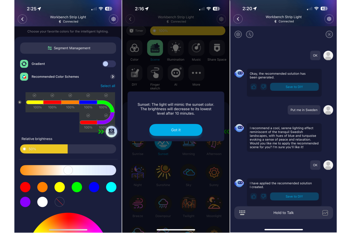 Govee Skyline app screenshots