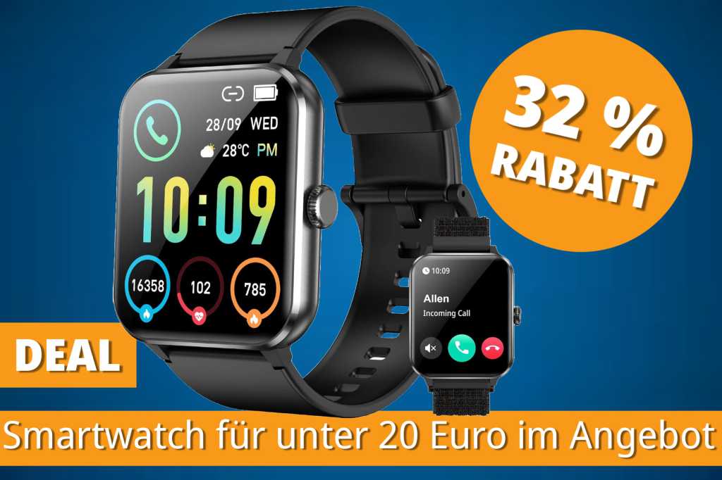 Image: Unter 20 Euro: Schicke Smartwatch mit Ã¼ber 100 Sportmodi, Pulsmesser, SchrittzÃ¤hler, Schlafmonitor & mehr
