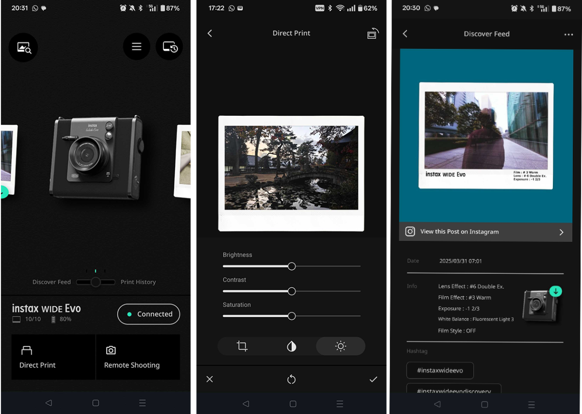 Instax Wide Evo screenshots app