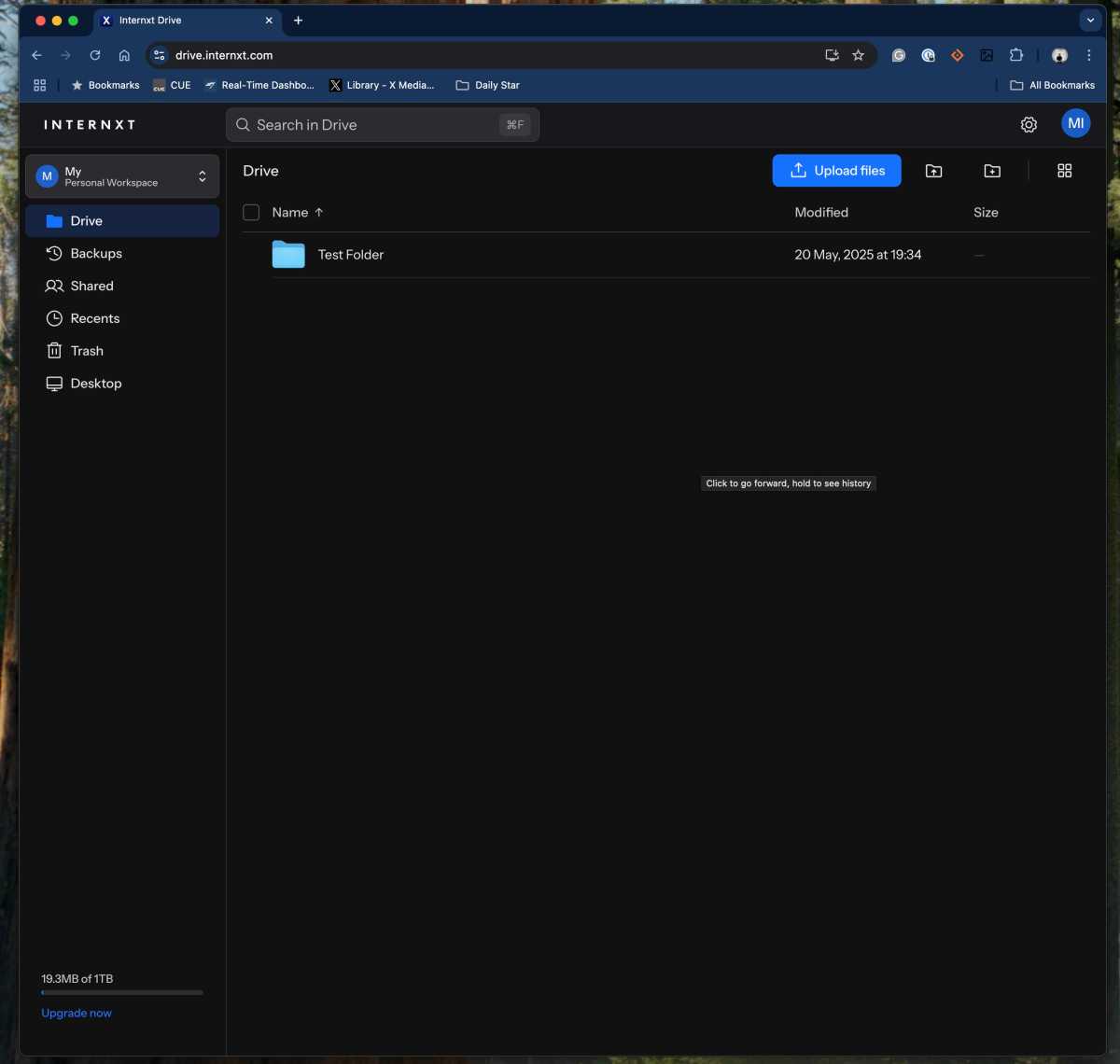 Internxt Web view
