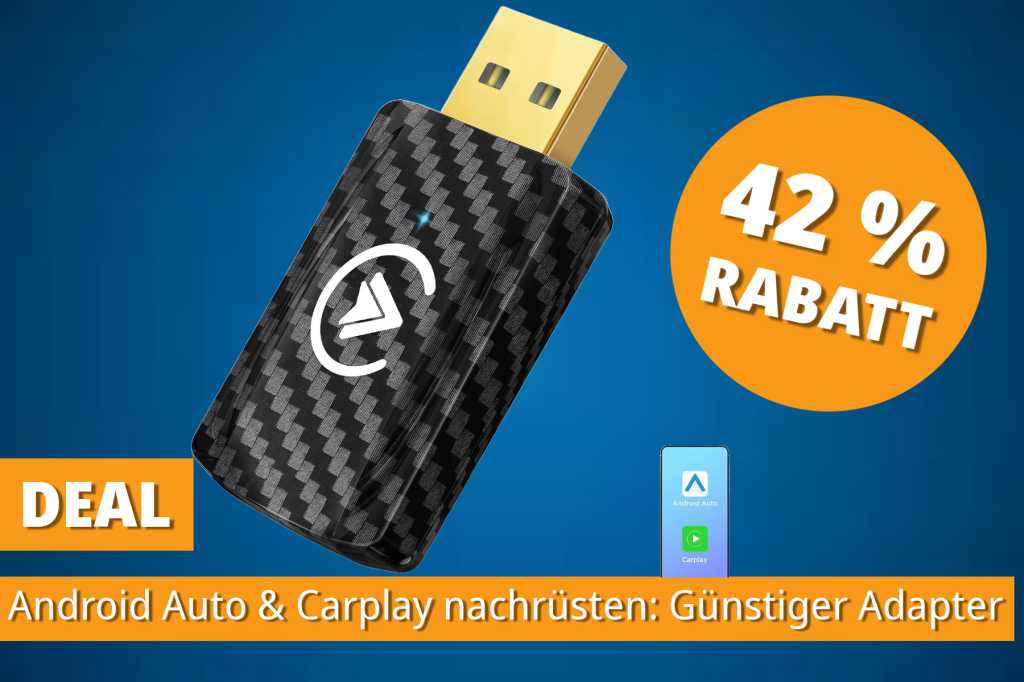 Image: Kabelloses Android Auto & Carplay im Auto gÃ¼nstig nachrÃ¼sten: Adapter mit Doppel-Rabatt nur 38,09 Euro