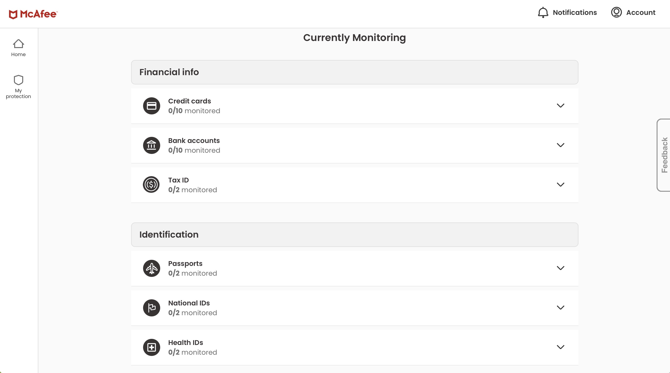 McAfeeTotalProtection currently monitoring 5