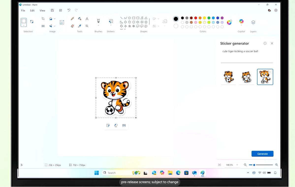 Microsoft Windows AI Paint Sticker Generator