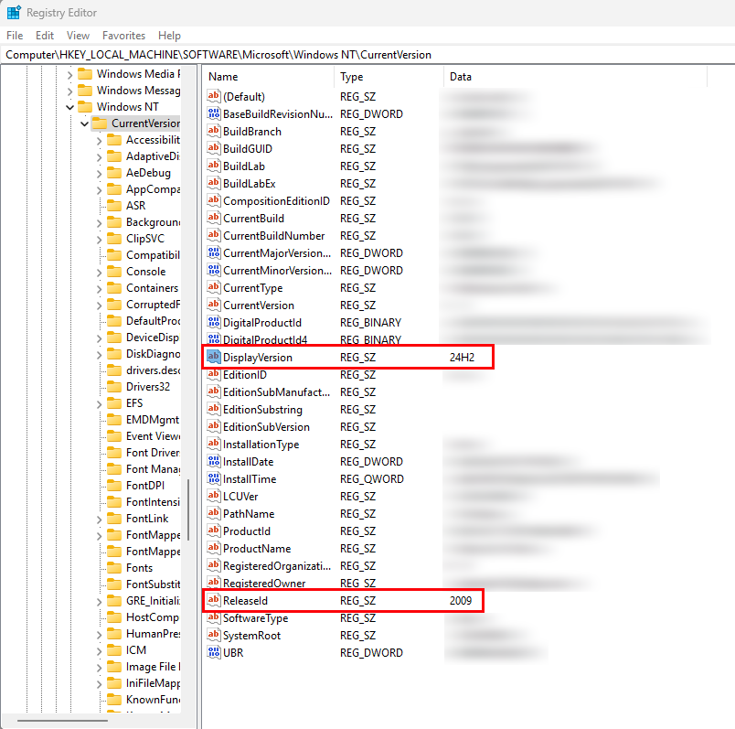Windows Version and Build