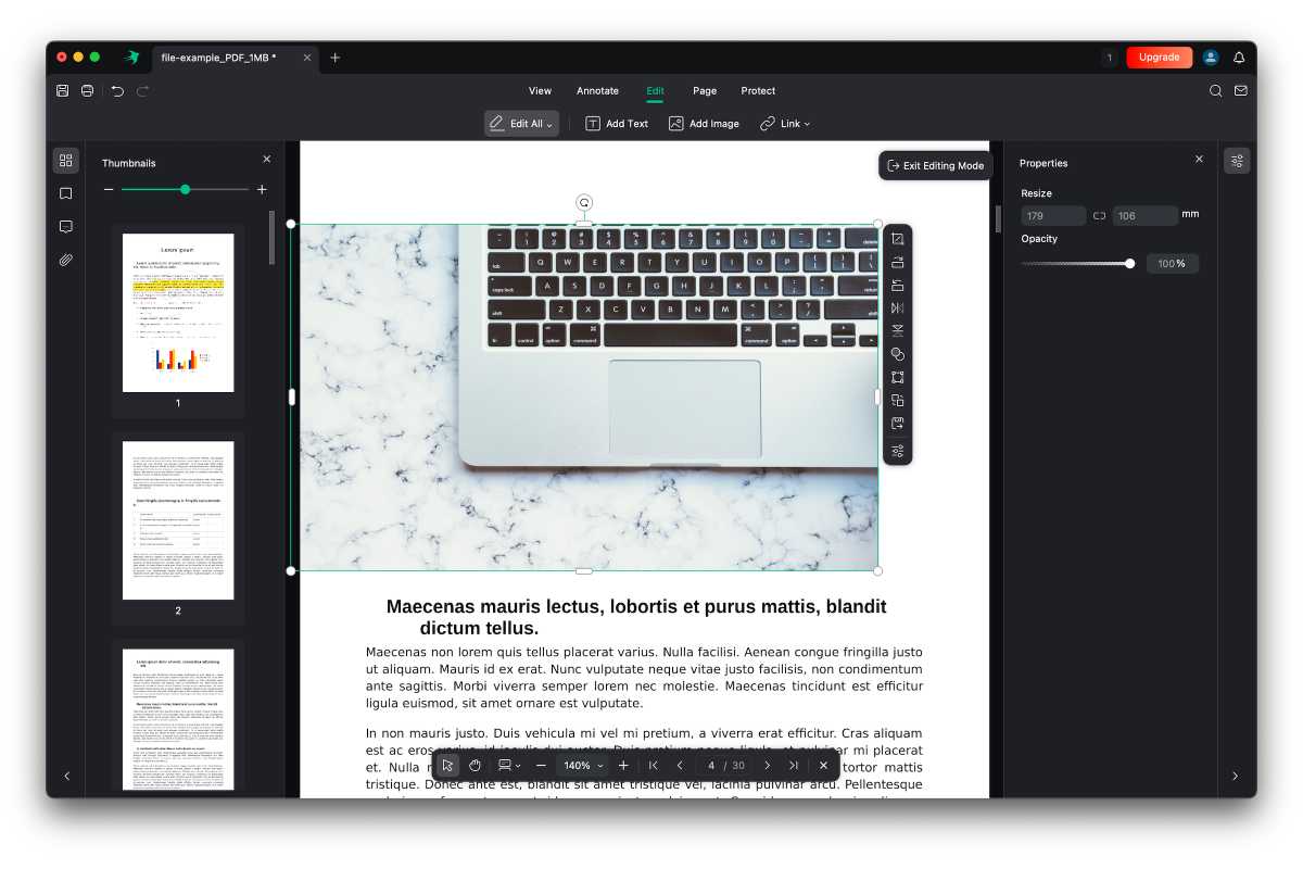 SwifDoo PDF editing mode
