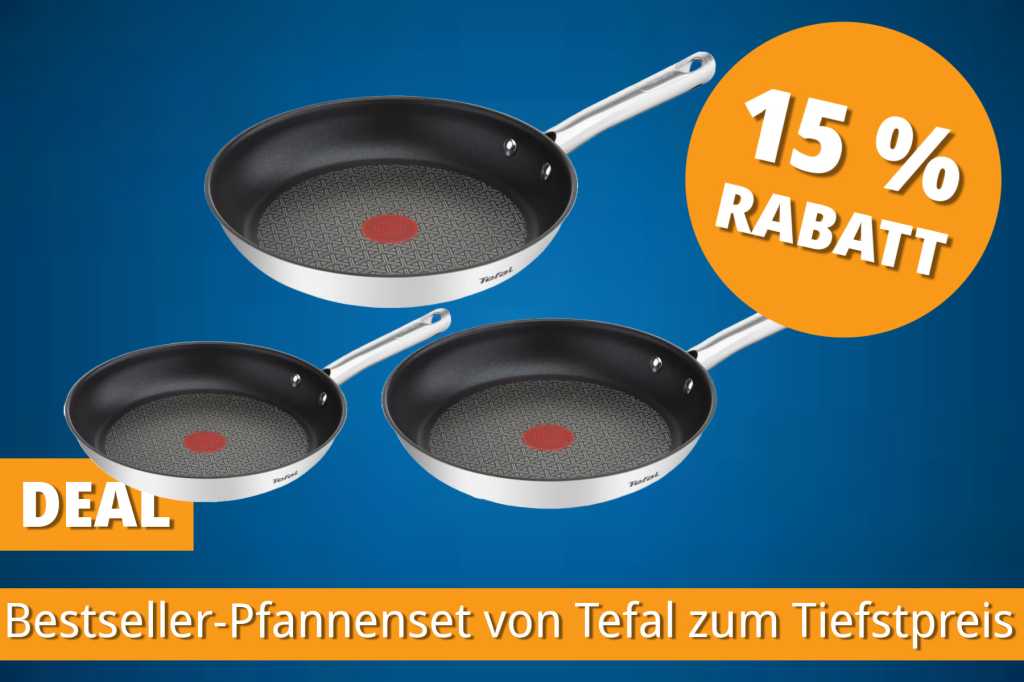 Image: Amazon haut Bestseller-Pfannenset von Tefal zum Tiefstpreis raus â 3 Pfannen fÃ¼r nur 55,67 Euro
