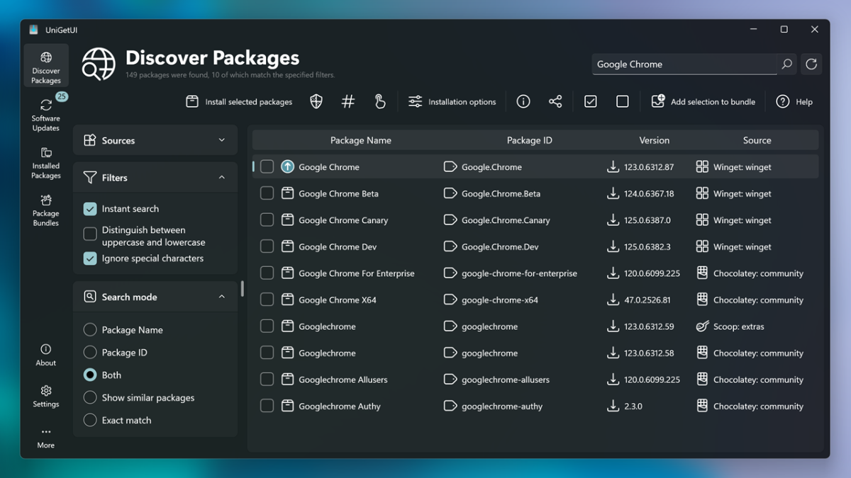 UniGet UI Discover Packages