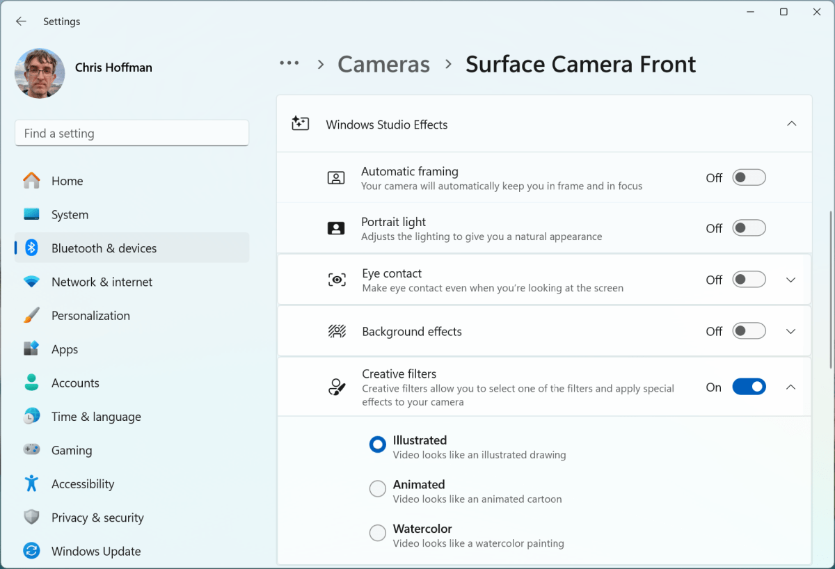 Windows Studio Effects on Copilot Plus laptop screenshot