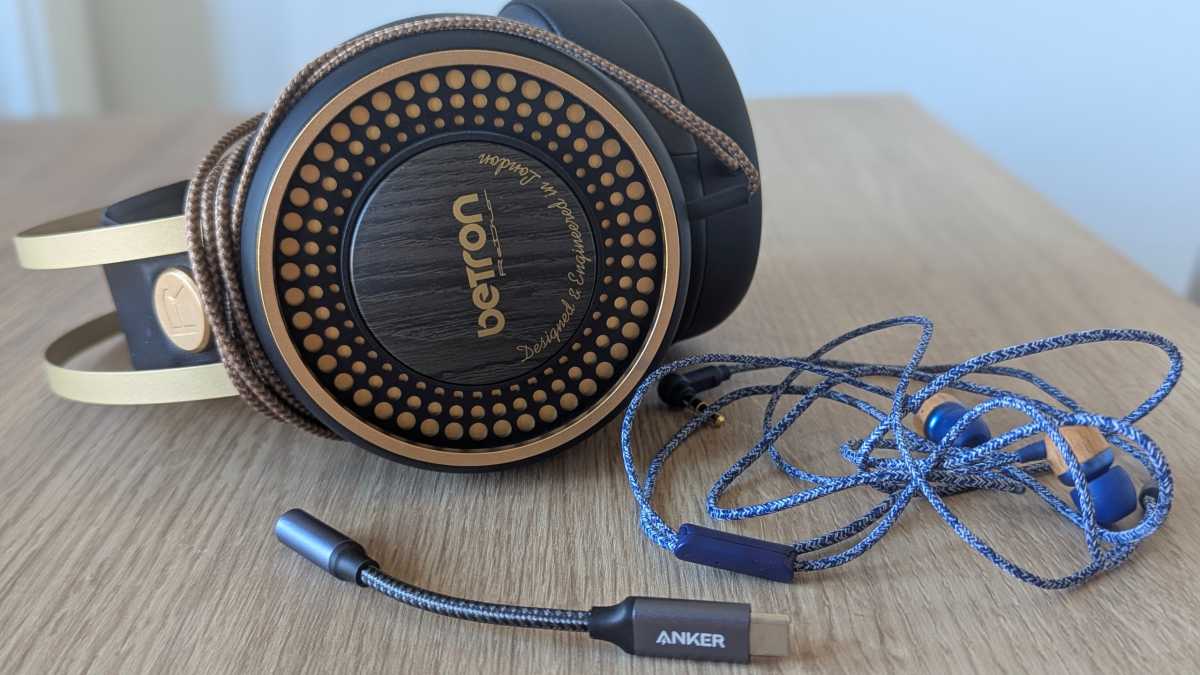 Wired 3.5mm headphones and earbuds with USB-C-to-3.5mm adapter