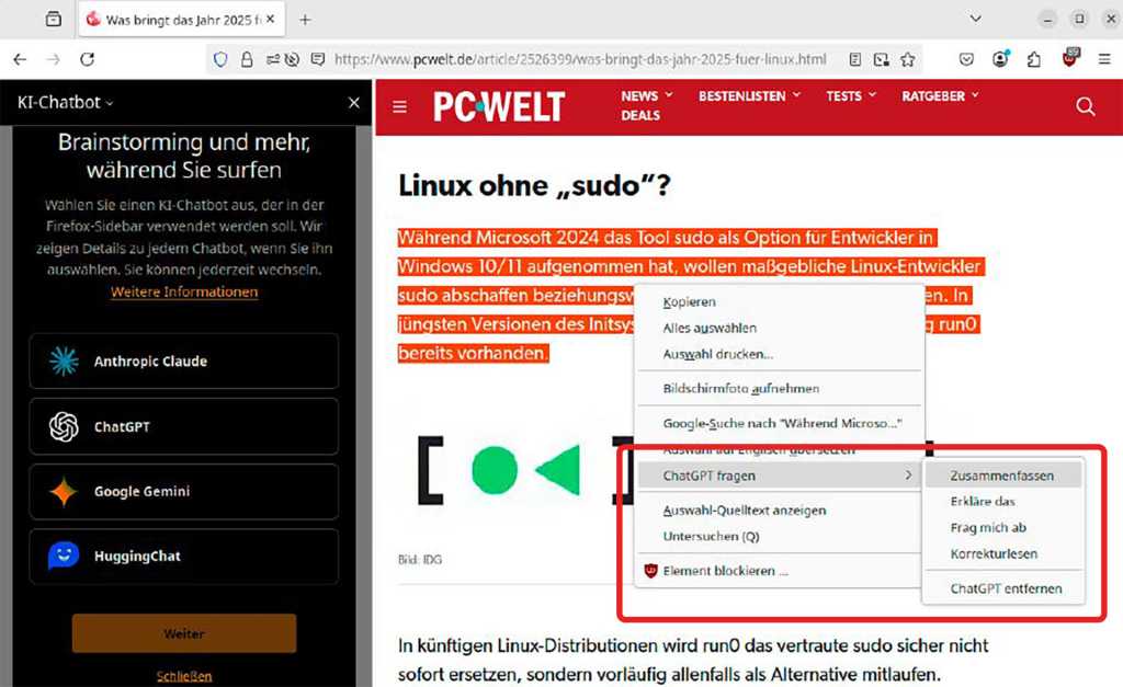 Image: Neue KI-Features fÃ¼r Mozilla Firefox: So nutzen Sie diese