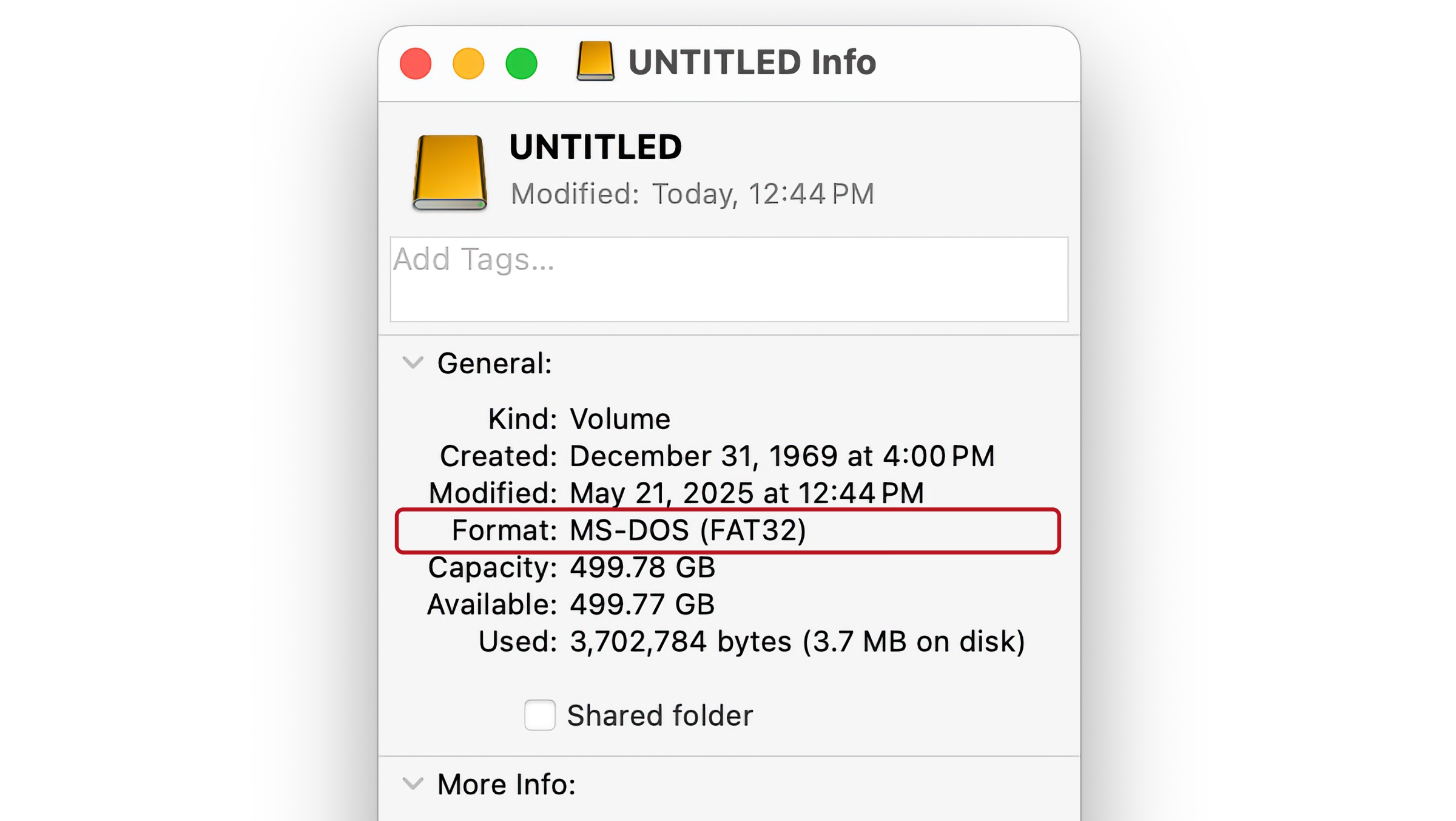 macOS Get Info Format