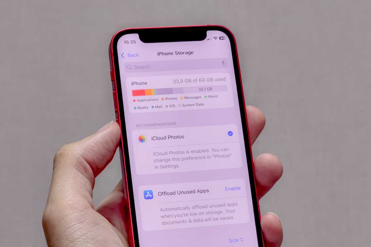 iPhone Storage settings on an iPhone 12 mini