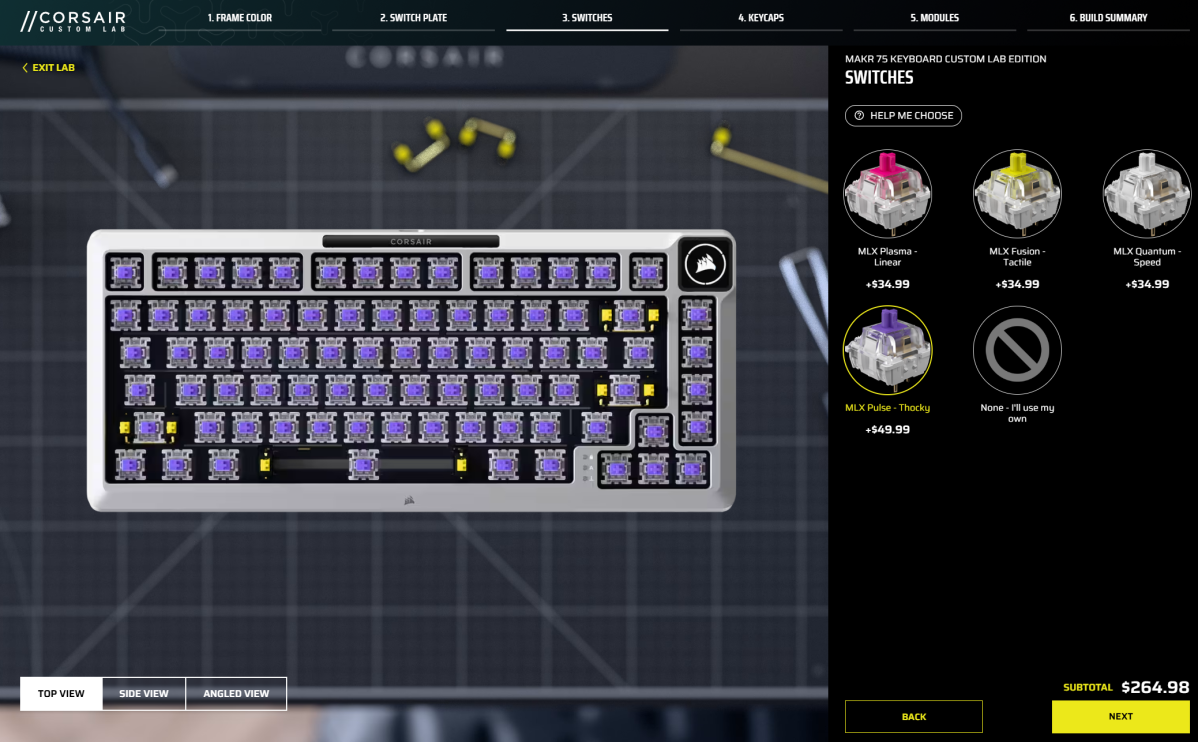Corsair MAKR 75 keyboard custom lab online build tool