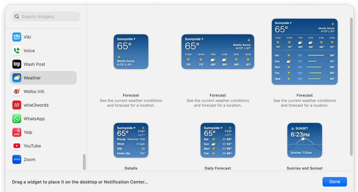 macOS 15 widgets