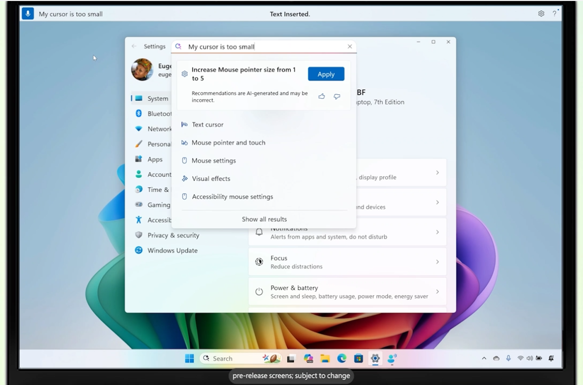 Microsoft Windows agentic AI Settings