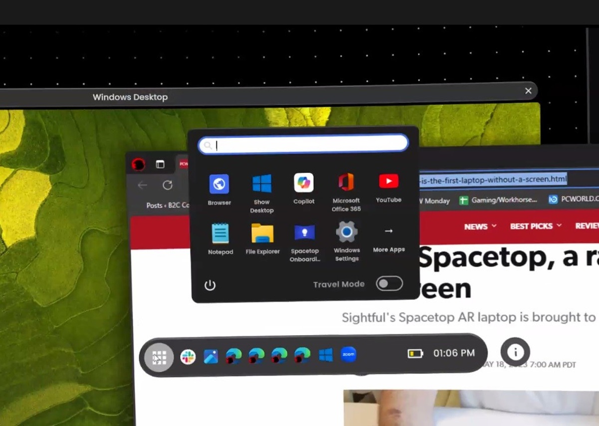 Sightful Spacetop toolbar