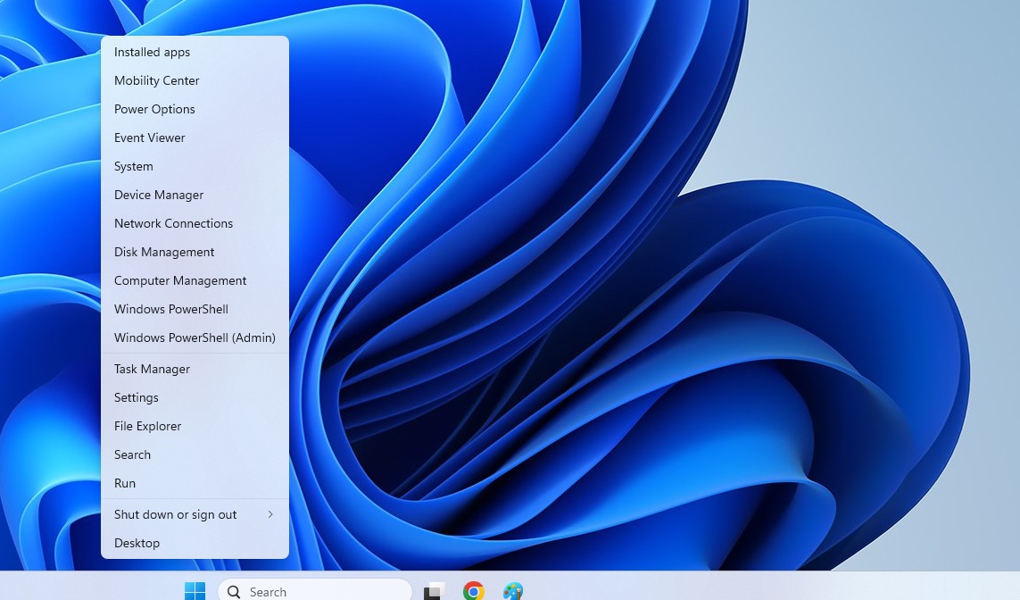 Windows X menu