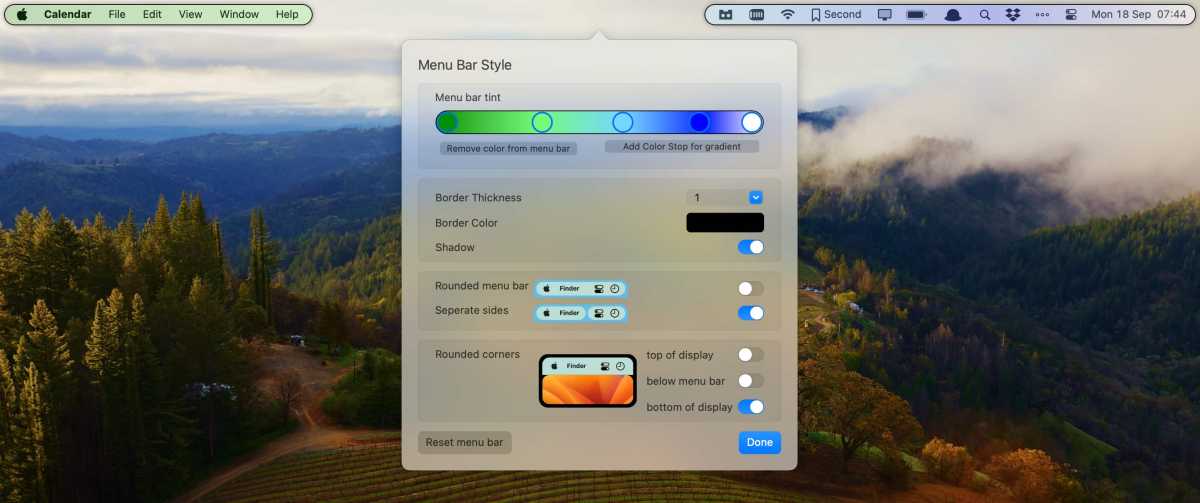 Mac showing bartender menu