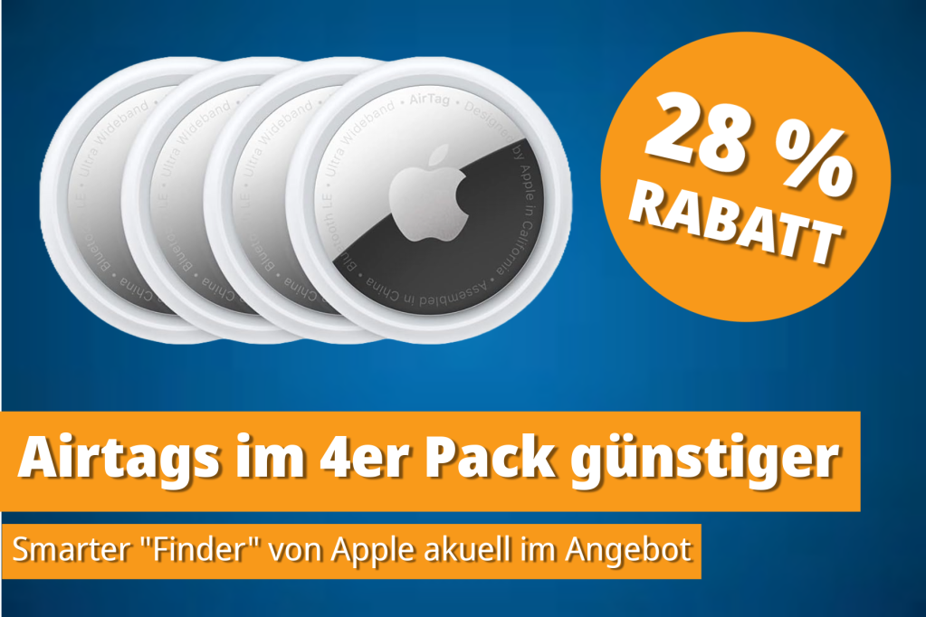Image: Vier Airtags zum Spitzenpreis - Apples Tracker zu Beginn der Reisezeit besonders gÃ¼nstig