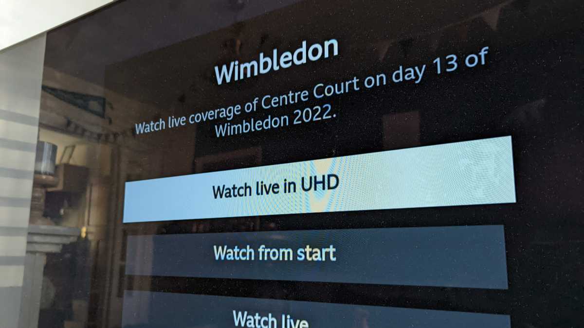BBC iPlayer watch live in UHD button
