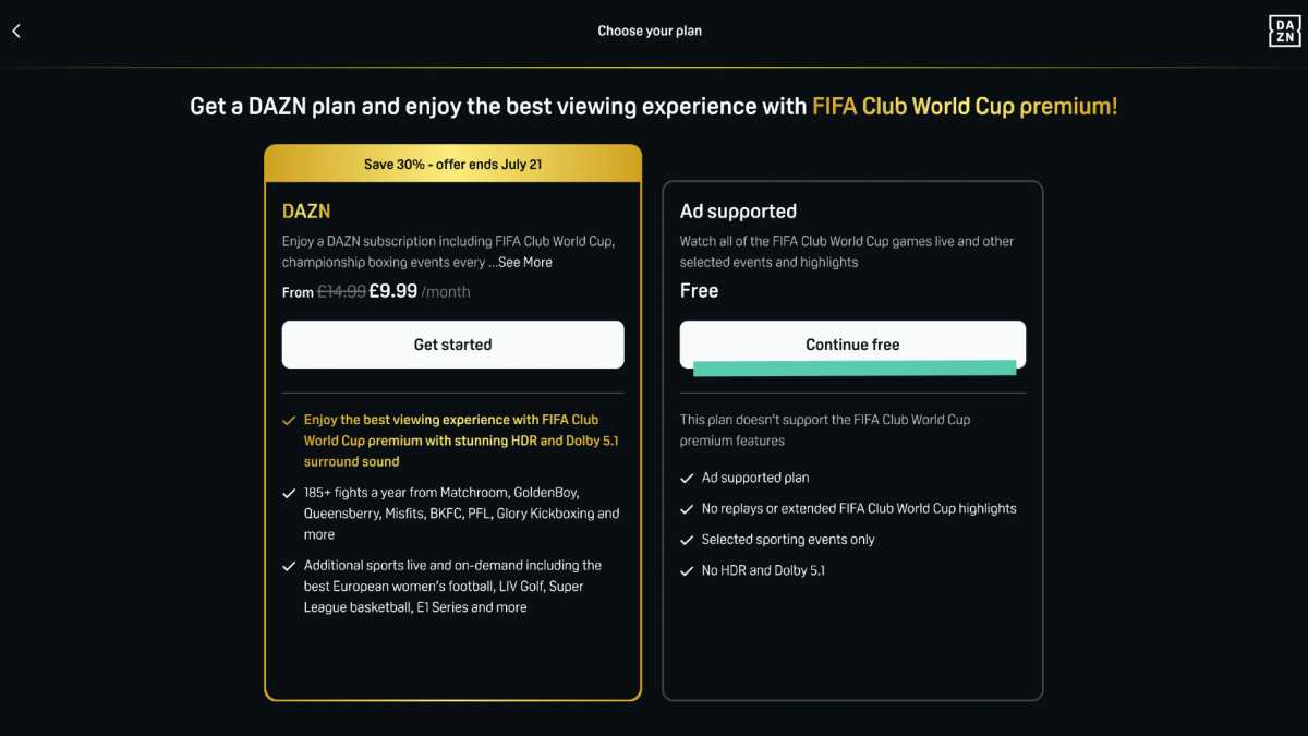 DAZN screenshot