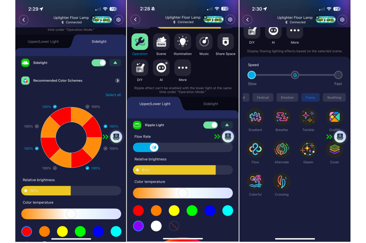 Govee floor lamp app screenshots