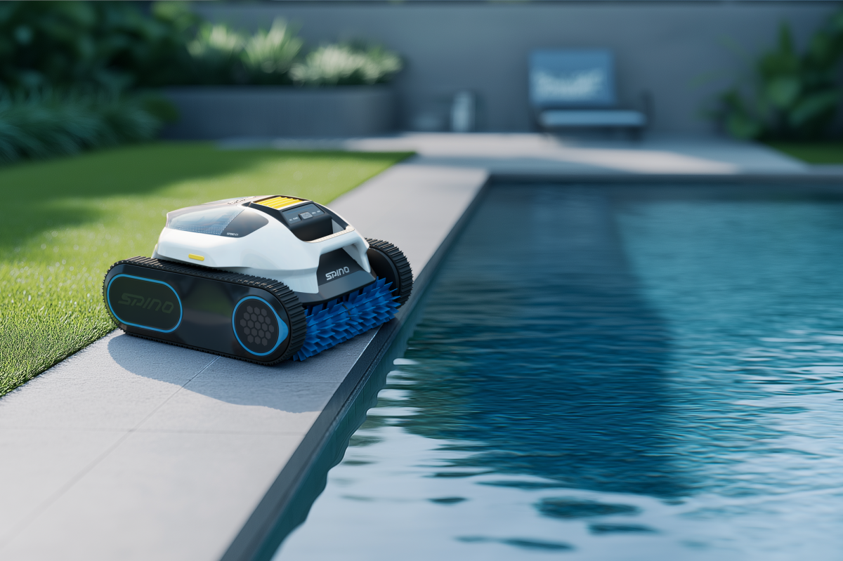 Mammotion Spino E1 poolside