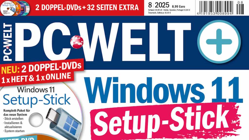 Image: PC-WELT 8/2025 Windows 11 Setup-Stick â jetzt am Kiosk