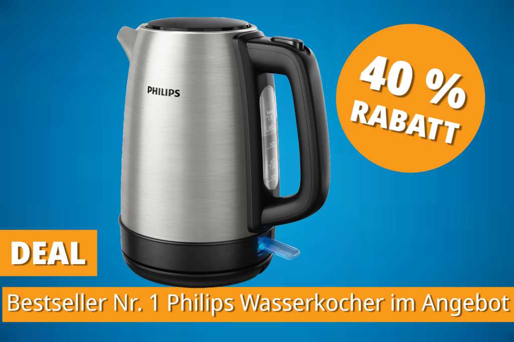 Image: Amazon haut den meistverkauften Wasserkocher von Philips jetzt fÃ¼r unter 30 Euro raus â Sie sparen 40 Prozent