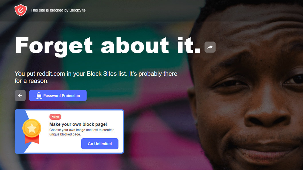 Procrastination block Reddit using Blocksite extension screenshot