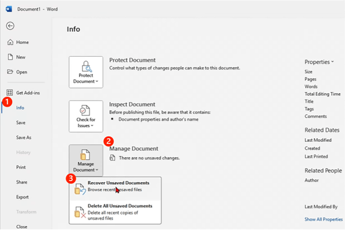 Recover Unsaved Word Document by Built in Features