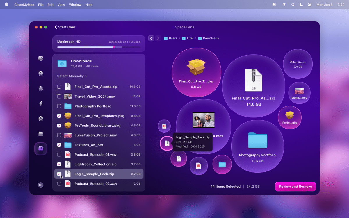 Space Lens on CleanMyMac