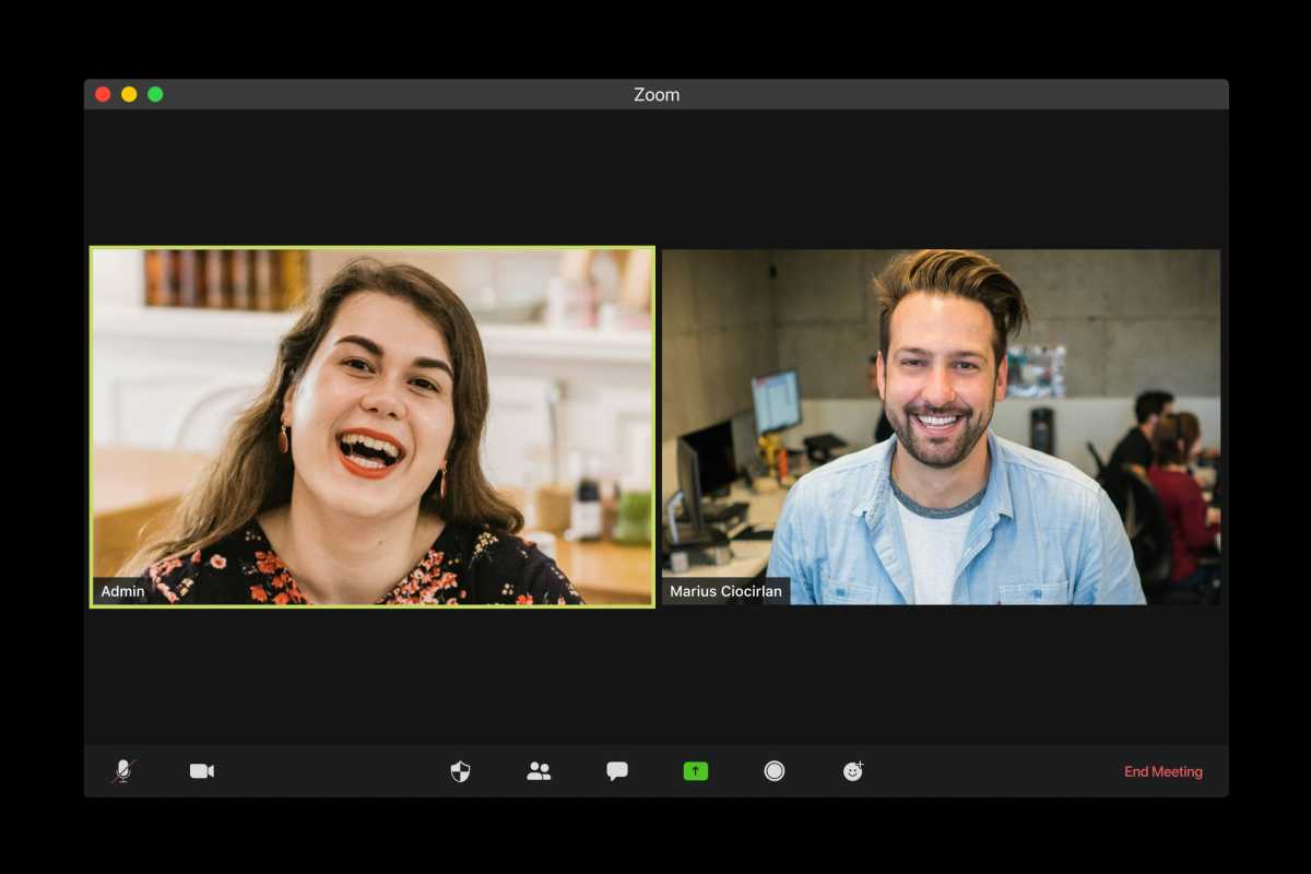 Sample Zoom video call between man and woman