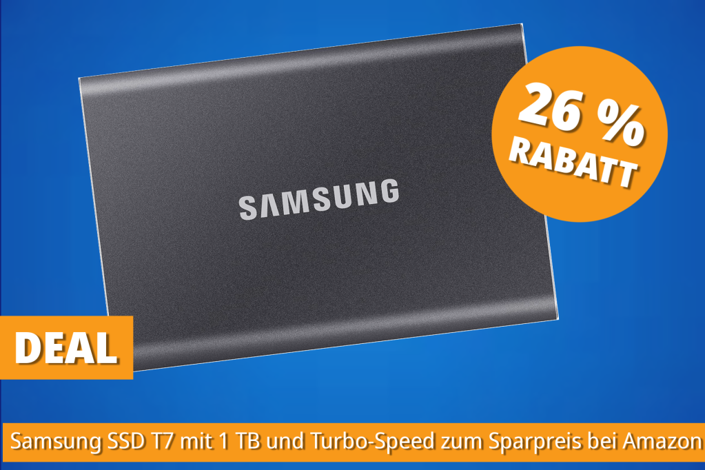 Image: Kompaktes Speicher-Update: Samsung SSD T7 mit 1 TB aktuell fÃ¼r nur 88,59 Euro bei Amazon