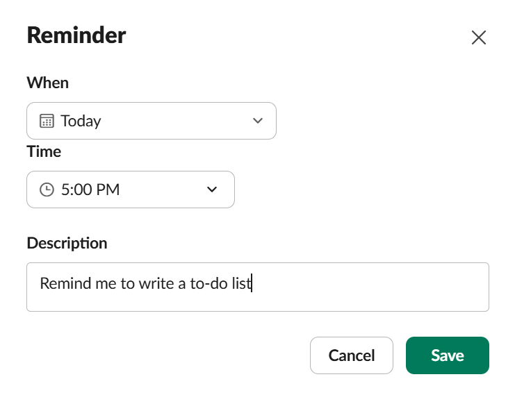 Slack reminder