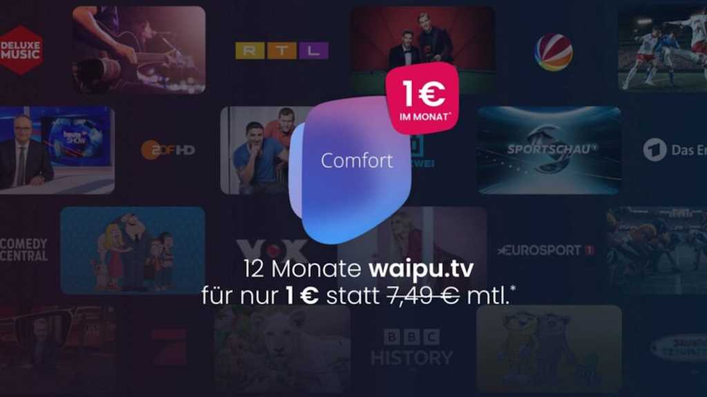 Image: Nur kurz: 1 Jahr Waipu.tv fÃ¼r 1 Euro statt 7,49 Euro pro Monat