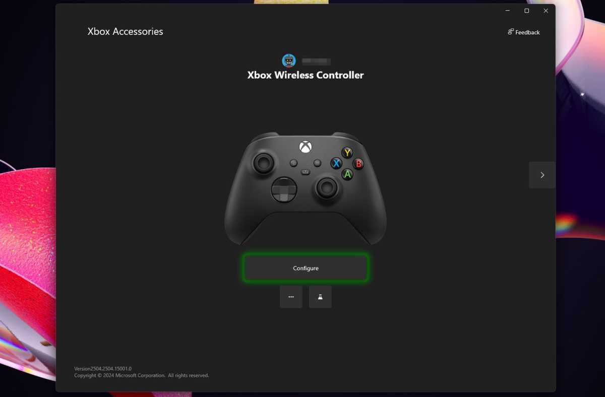 Xbox Wireless Controller configure button screenshot