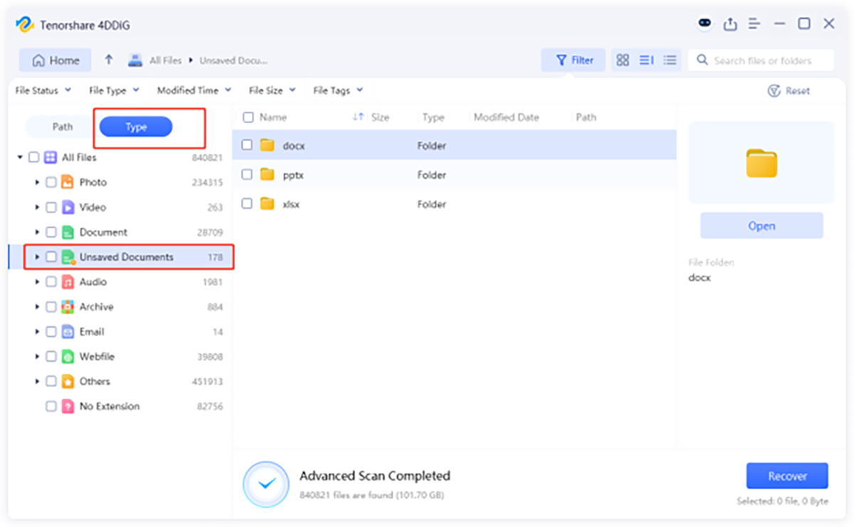 how to use 4ddig to recover unsaved word document 2
