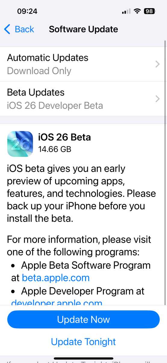 iOS 26 Beta download