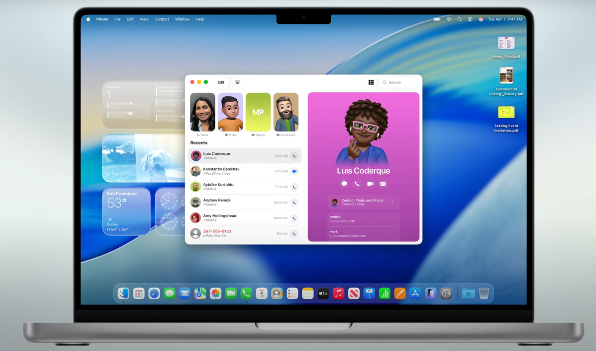 Apple macOS 26 Tahoe phone app