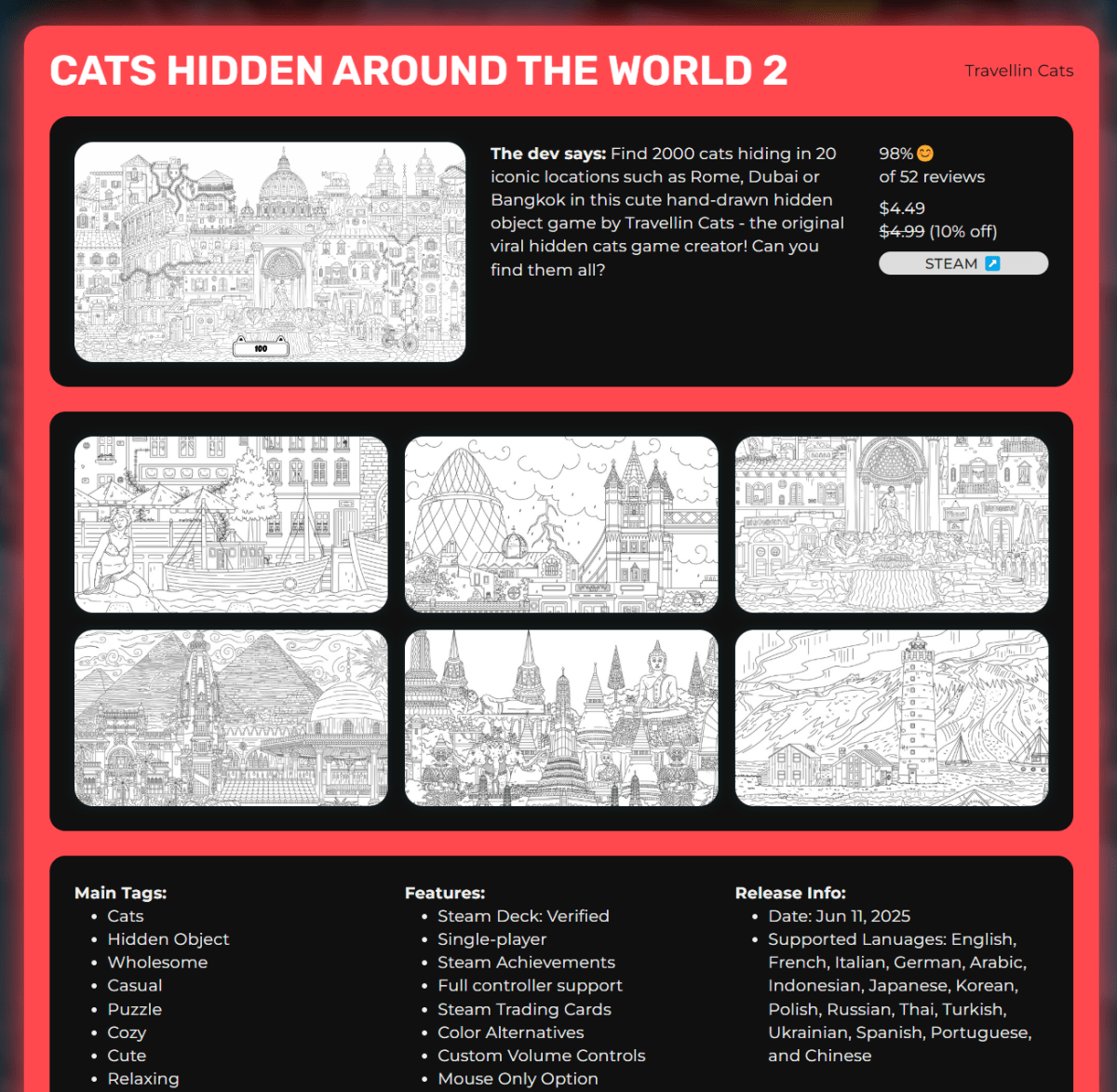 Cats Hidden Around the World 2, We Love Every Game Profile