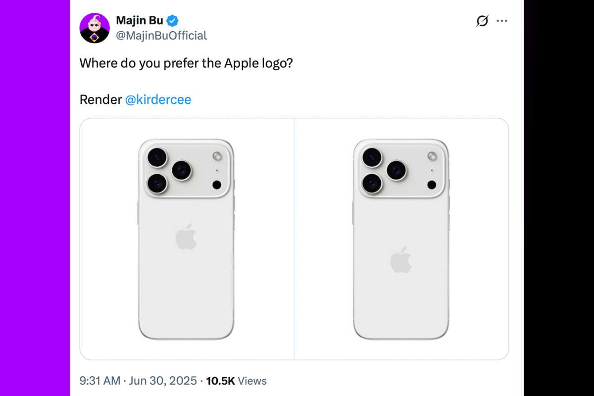 Apple might shift the logo lower on the iPhone 17 Pro so we know where to charge