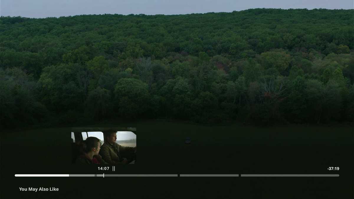 Last of us on Max, with the video player bar showing three notches for commercial breaks.