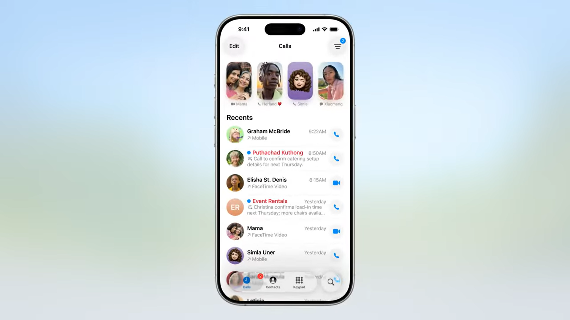 new Phone app in iOS 26