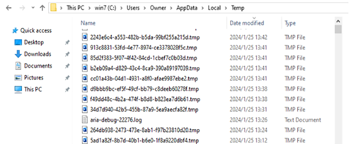 restore from temp files