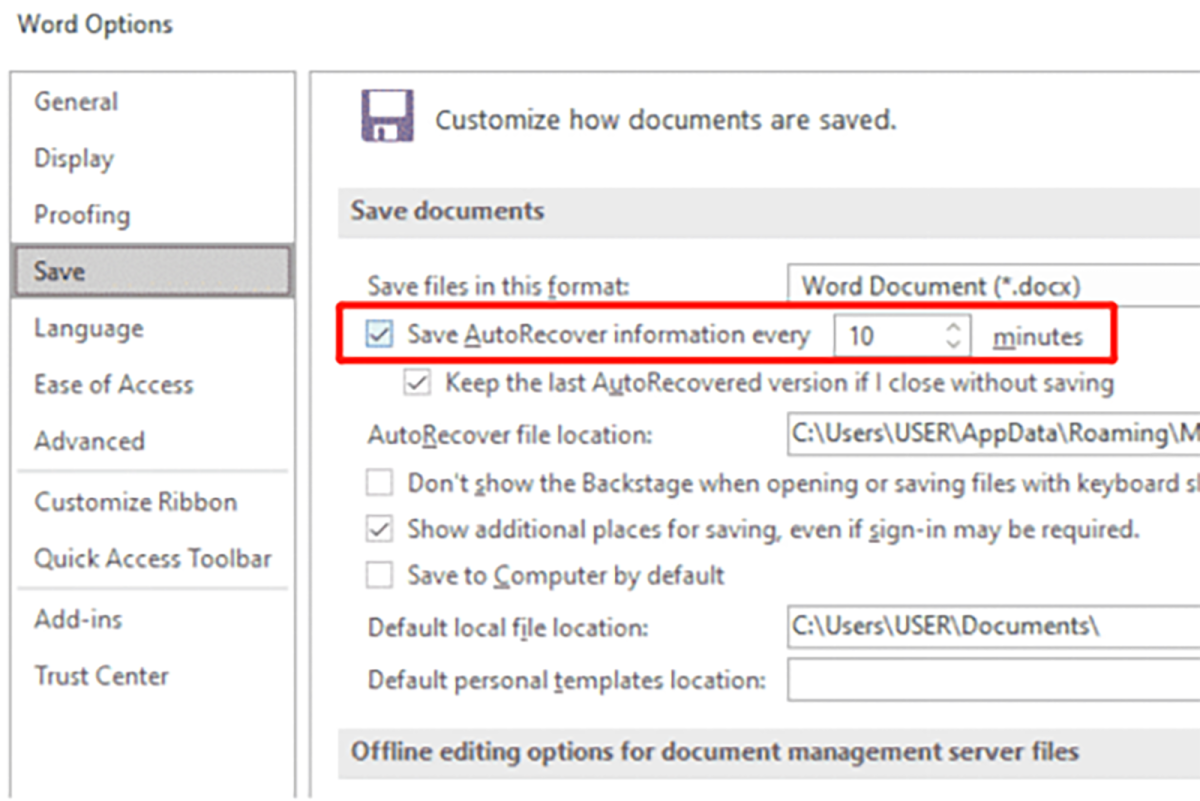 turn on autorecover