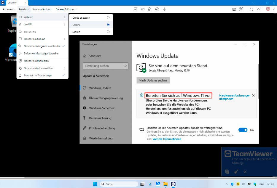 Wenn Windows Update statt der Upgradeoption auf Windows 11 diese Meldung zeigt, können Sie den Umstieg auf das aktuelle Betriebssystem erzwingen – auch aus der Ferne.