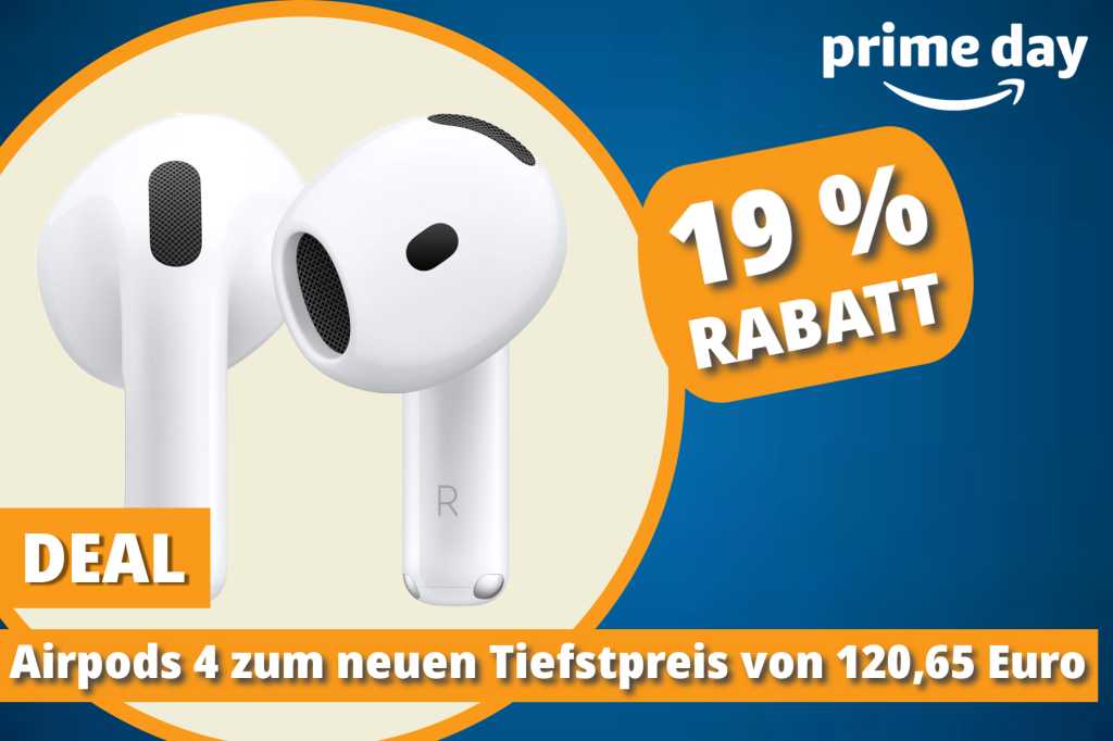 Image: Amazon verschleudert Apple Airpods 4 mit USB-C-Ladecase zum neuen Tiefstpreis am Prime Day