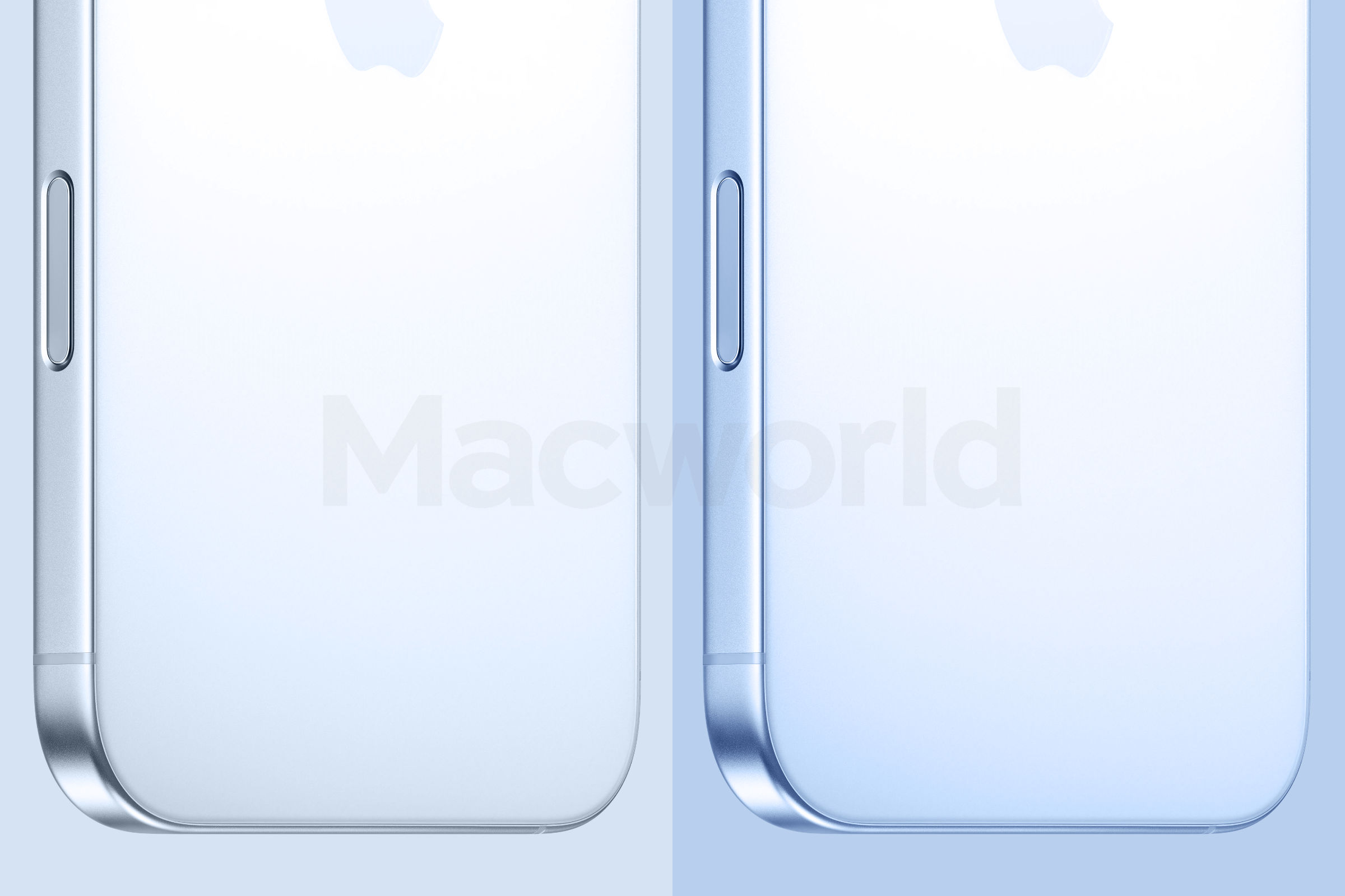 Blue iPhone 17 and 17 Air in light blue concept image