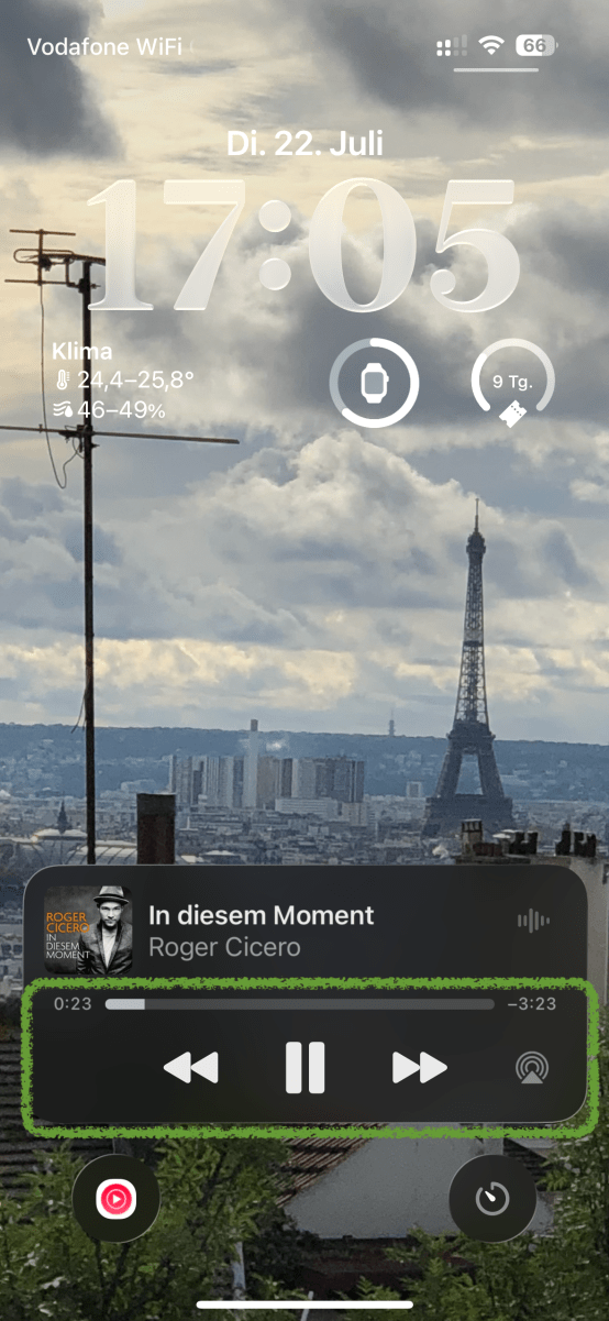 01_Musik-Widget im Sperrbildschirm ohne den Lautstärke-Regler